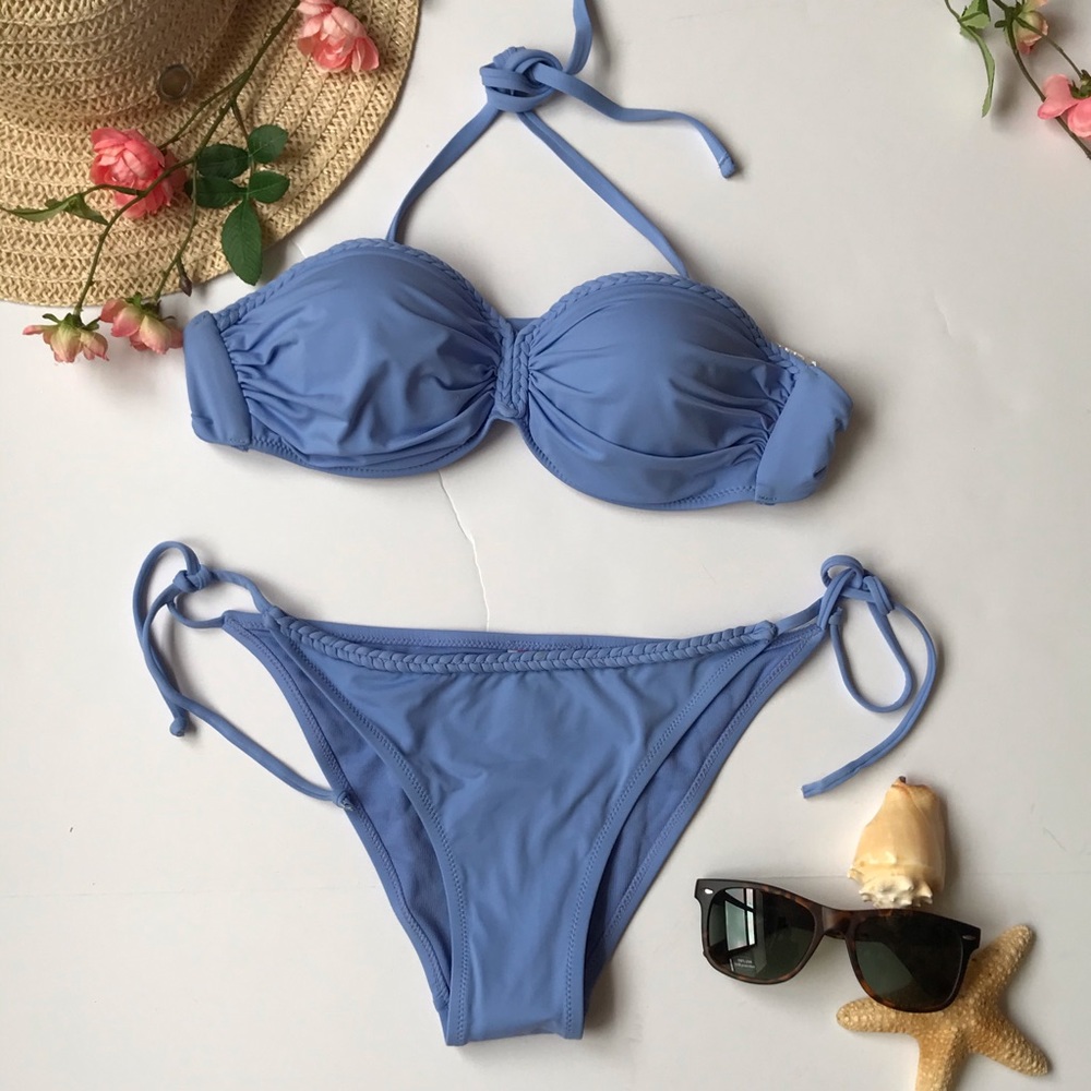 New Blue halter 2pc bikini set swimsuit Bathings